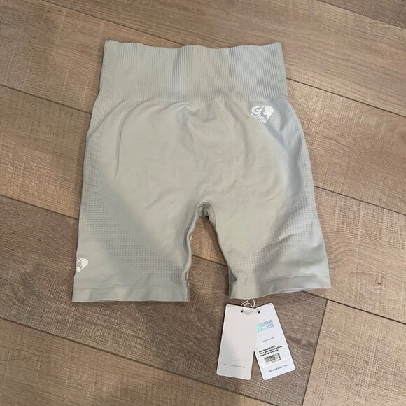 Womens Best Power Seamless Cycling Shorts Washed Light Grey Large NEW - Picture 1 of 7